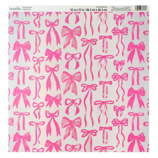 slide 1 of 2, 12" X 12" Pink Bow Vellum Paper By Recollections, 12 in x 12 in