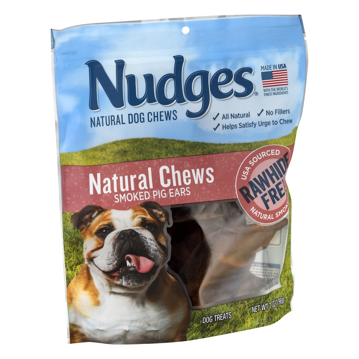 slide 2 of 9, Nudges Natural Real Pork Chews Rawhide Free Dog Treats, 7 oz