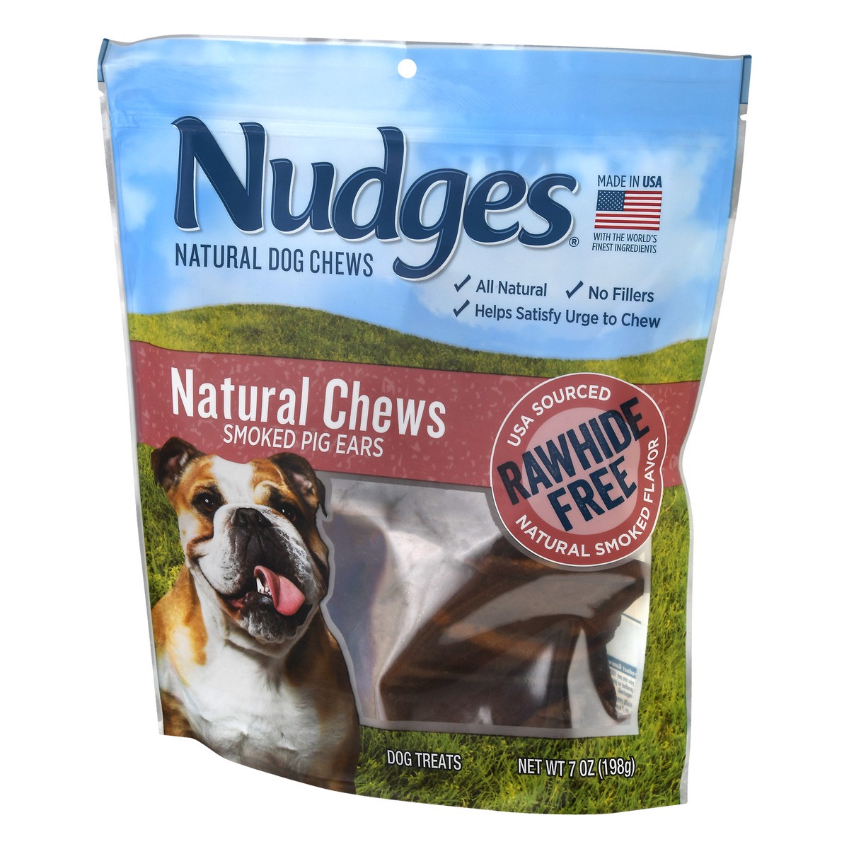 slide 3 of 9, Nudges Natural Real Pork Chews Rawhide Free Dog Treats, 7 oz