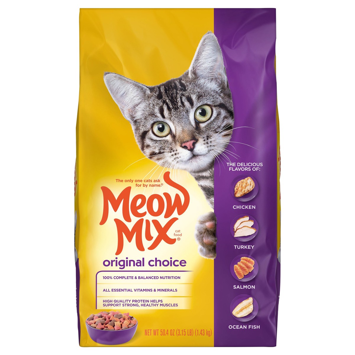 slide 1 of 5, Meow Mix Original Choice Dry Cat Food, 50.4 oz