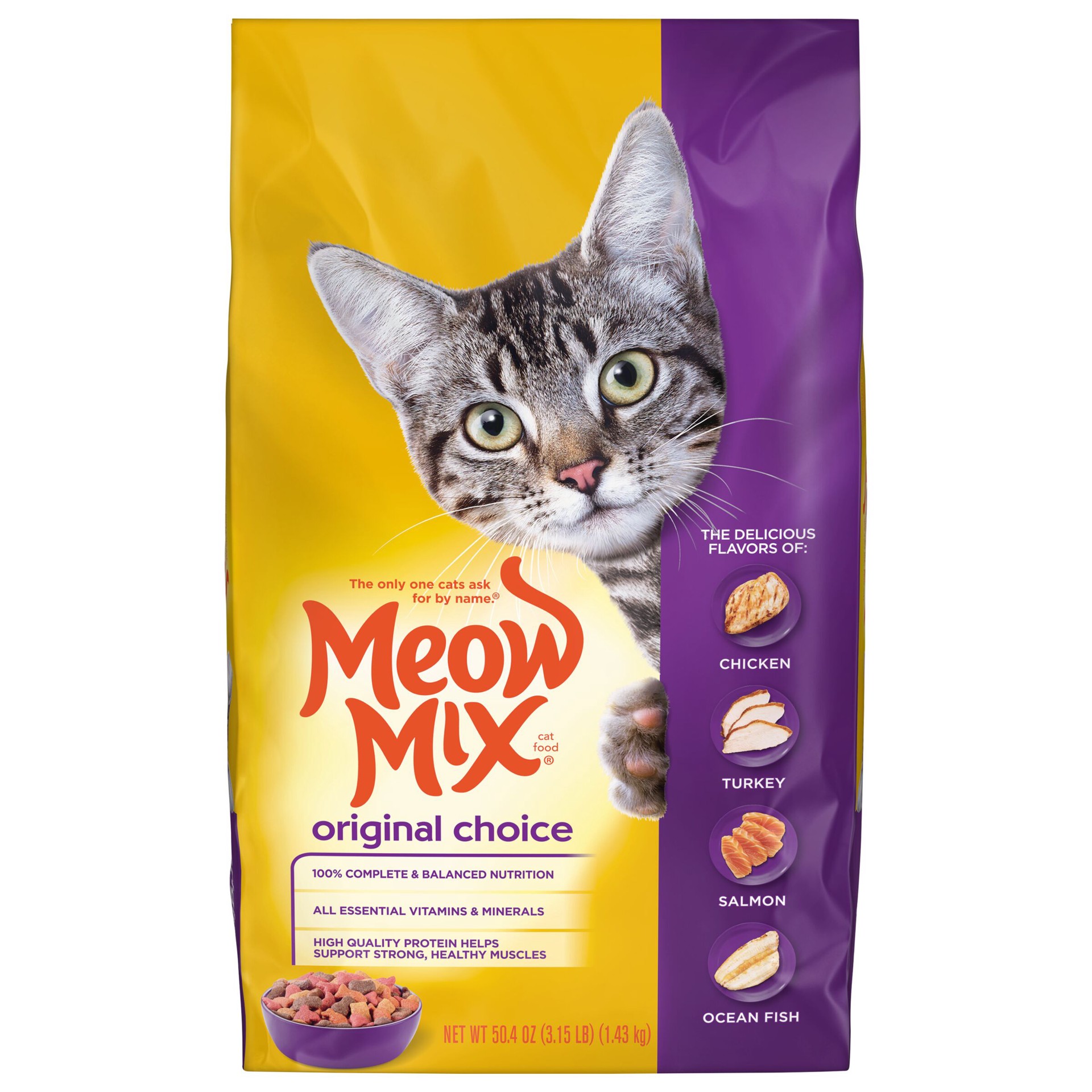 slide 1 of 5, Meow Mix Original Choice Dry Cat Food, 3.15 lb