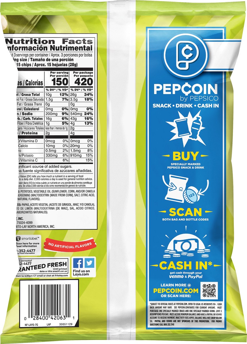 slide 2 of 3, Lay's Limon Flavored Potato Chips 2.75 oz, 2.75 oz