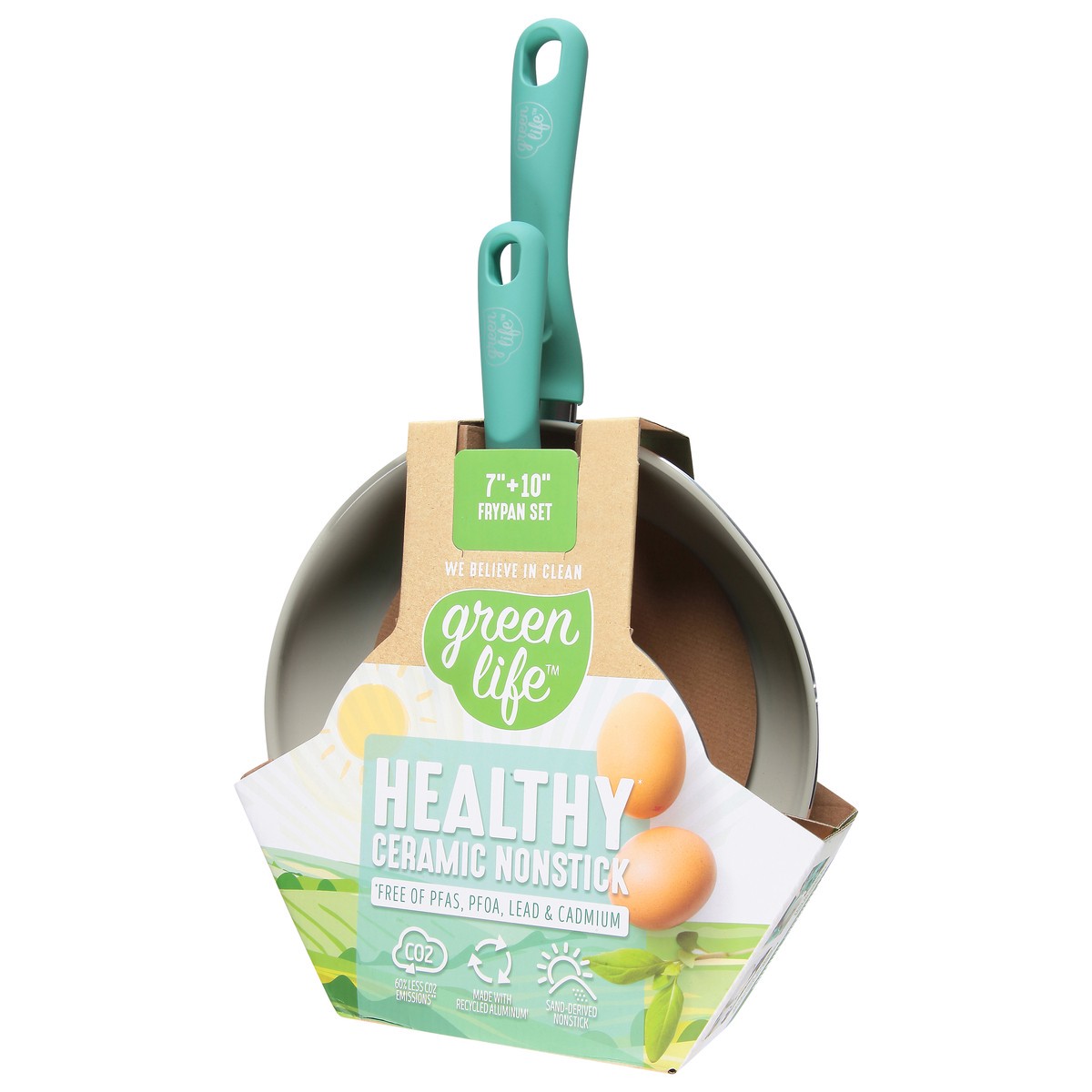 slide 2 of 4, GreenLife 7+10 Inch Healthy Ceramic Nonstick Frypan Set 2 Pieces, 1 ct