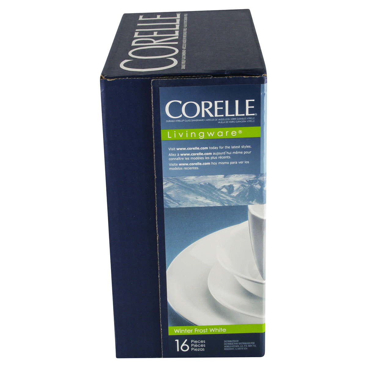 slide 4 of 6, Corelle Livingware Winter Frost Vitrelle Dinnerware Set White, 16 ct