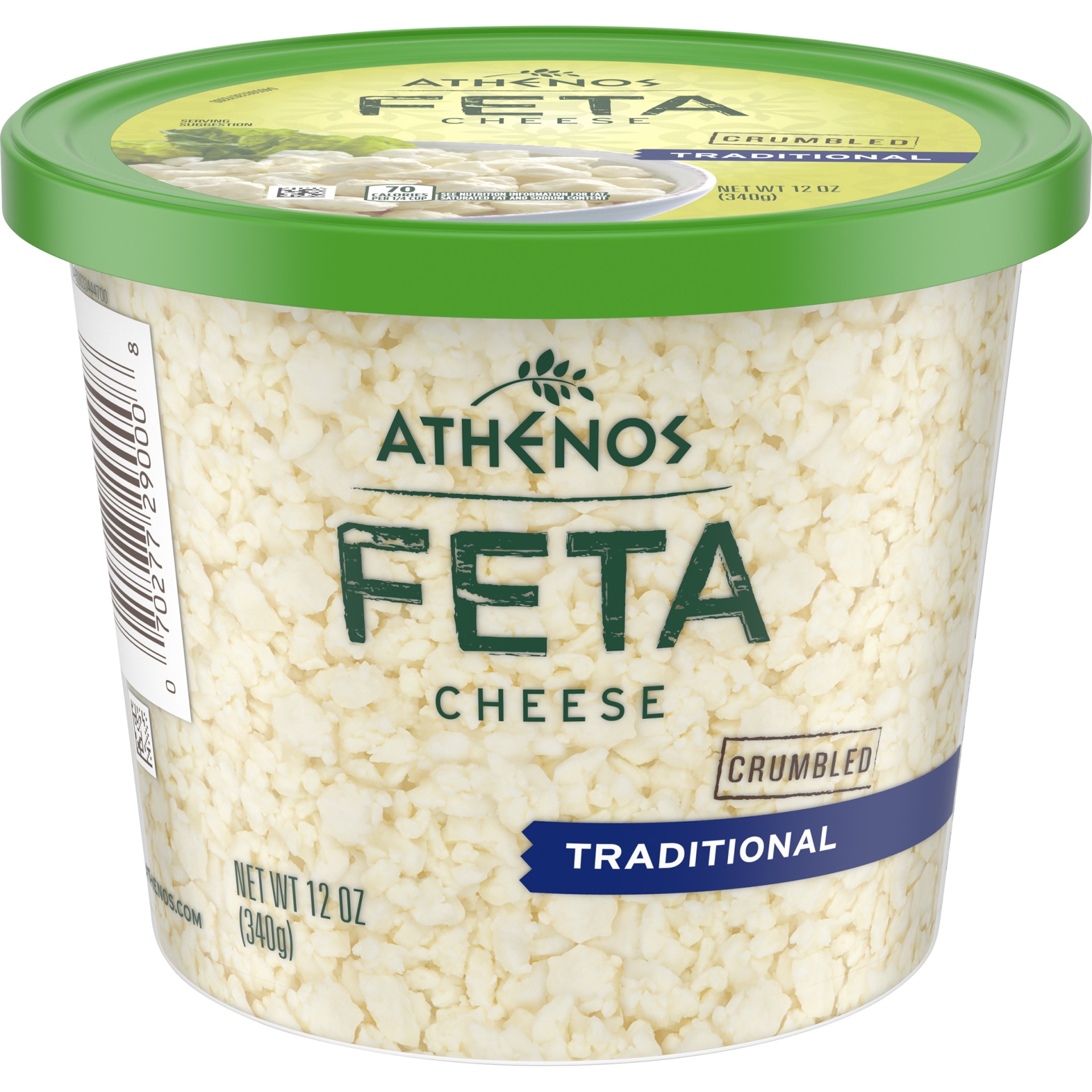 slide 1 of 1, Athenos Traditional Crumbled Feta Cheese Tub, 12 oz