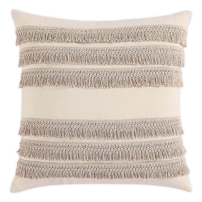 slide 1 of 2, Morgan Home Square Decorative Fringe Throw Pillow - Taupe, 1 ct