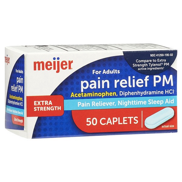 slide 4 of 29, Meijer Pain Relief PM Caplets, 50 ct
