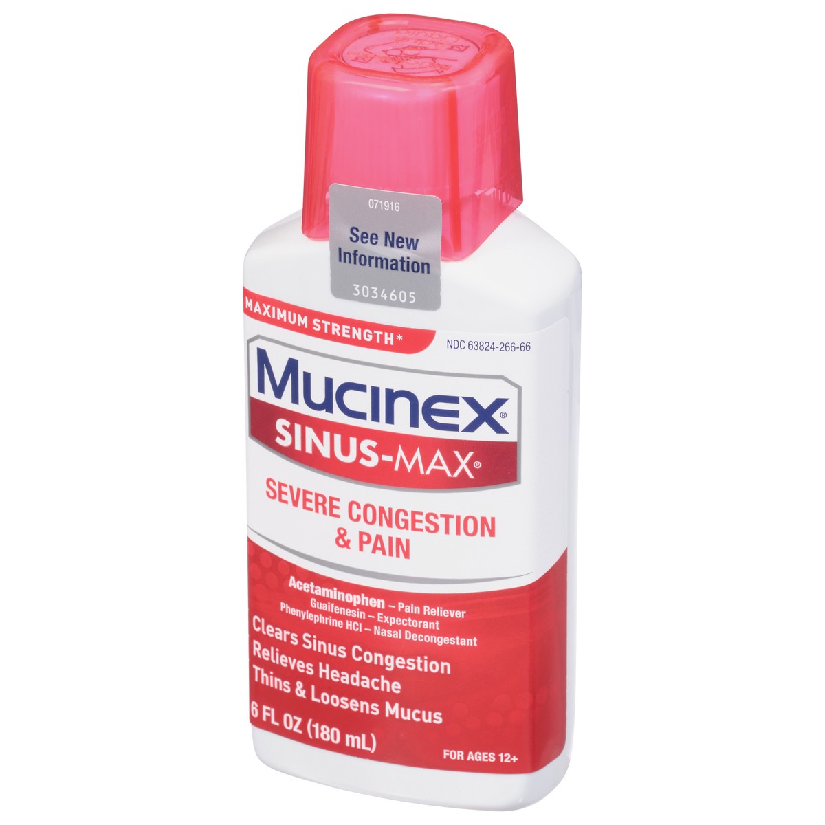 slide 2 of 9, Mucinex Sinus-Max Adult Liquid Severe Congestion & Pain Relief, 6 Ounce, 6 oz