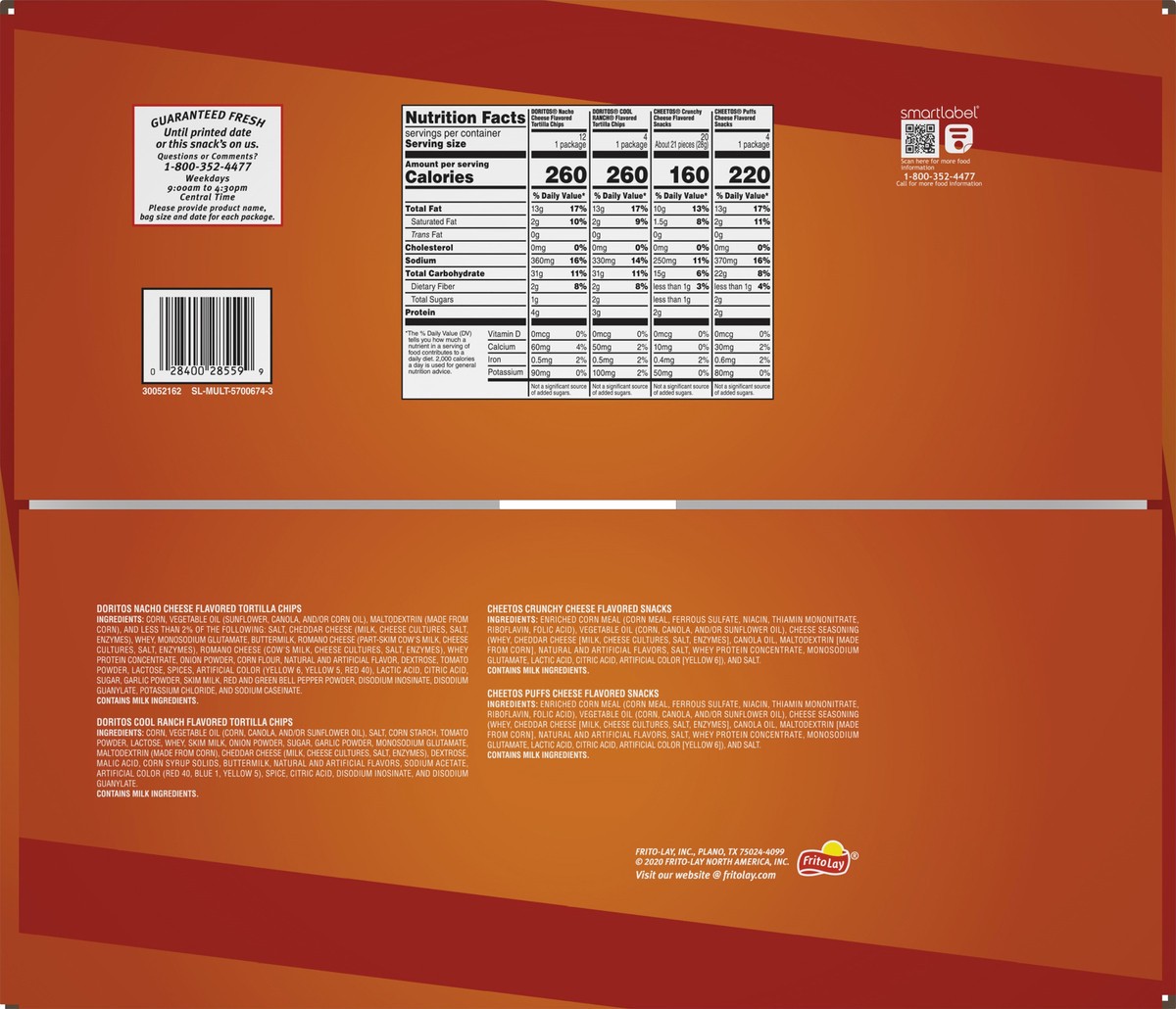 slide 3 of 11, Frito-Lay Variety Pack Doritos Cheetos Mix 30 ea, 30 ct