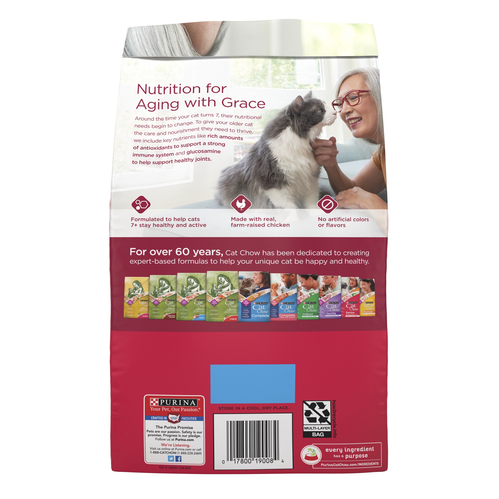 slide 2 of 8, Cat Chow Purina Cat Chow Joint Health Senior Dry Cat Food, Essentials 7+ Immune + Joint Health Recipe - 3.15 lb. Bag, 50.4 oz