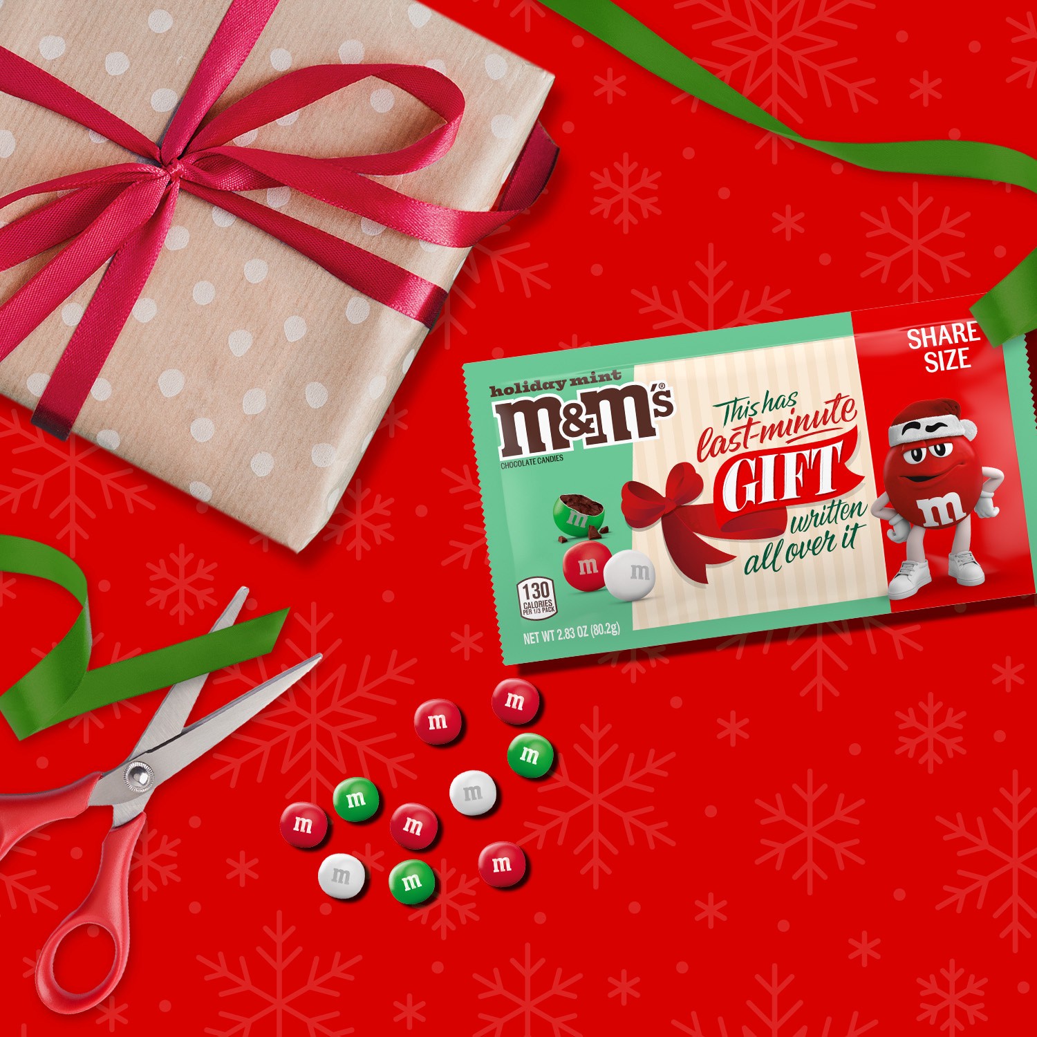 slide 3 of 8, M&M's Mint Chocolate Holiday Message Christmas Candy, Share Size, 2.83 oz Bag, 2 oz