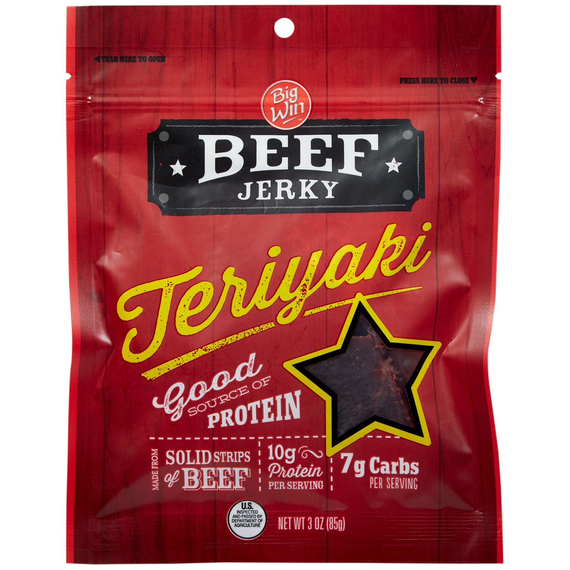 slide 1 of 1, Big Win Bw Beef Jerky Teriyaki 3Z, 3 oz