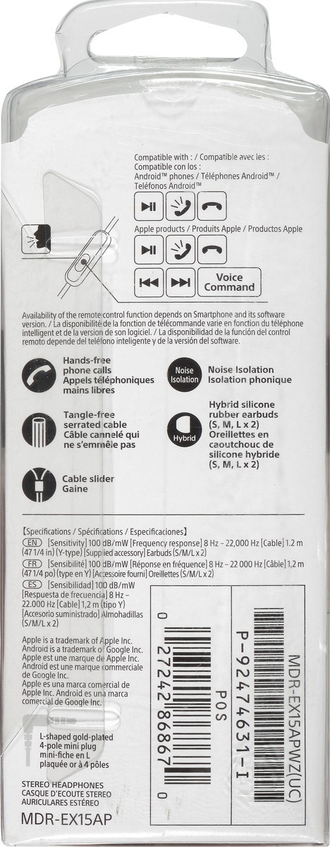 slide 3 of 9, Sony White Stereo Headphones 1 ea, 1 ct