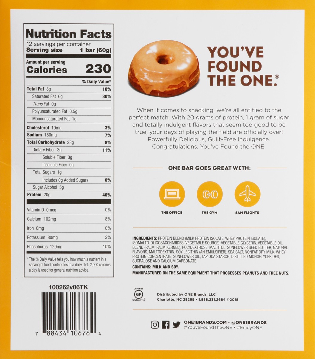 slide 2 of 10, One Maple Glazed Doughnut Flavored Protein Bar 12 - 2.12 oz Bars, 12 ct