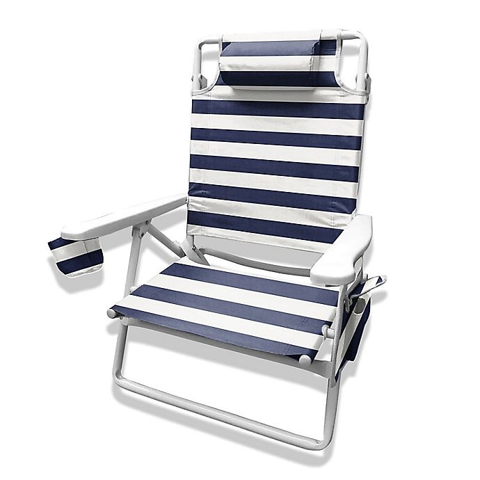 destination summer deluxe beach chair in navy with white