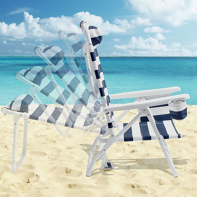 destination summer deluxe beach chair in navy with white