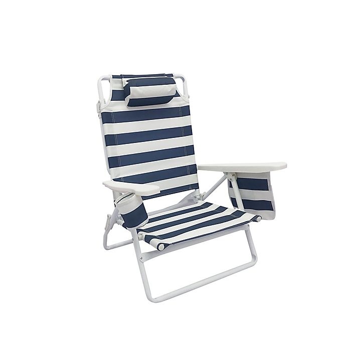 slide 1 of 1, Destination Summer Deluxe Beach Chair - Navy/White, 1 ct