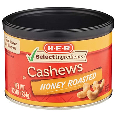slide 1 of 1, H-E-B Honey Roasted Cashews, 8.25 oz