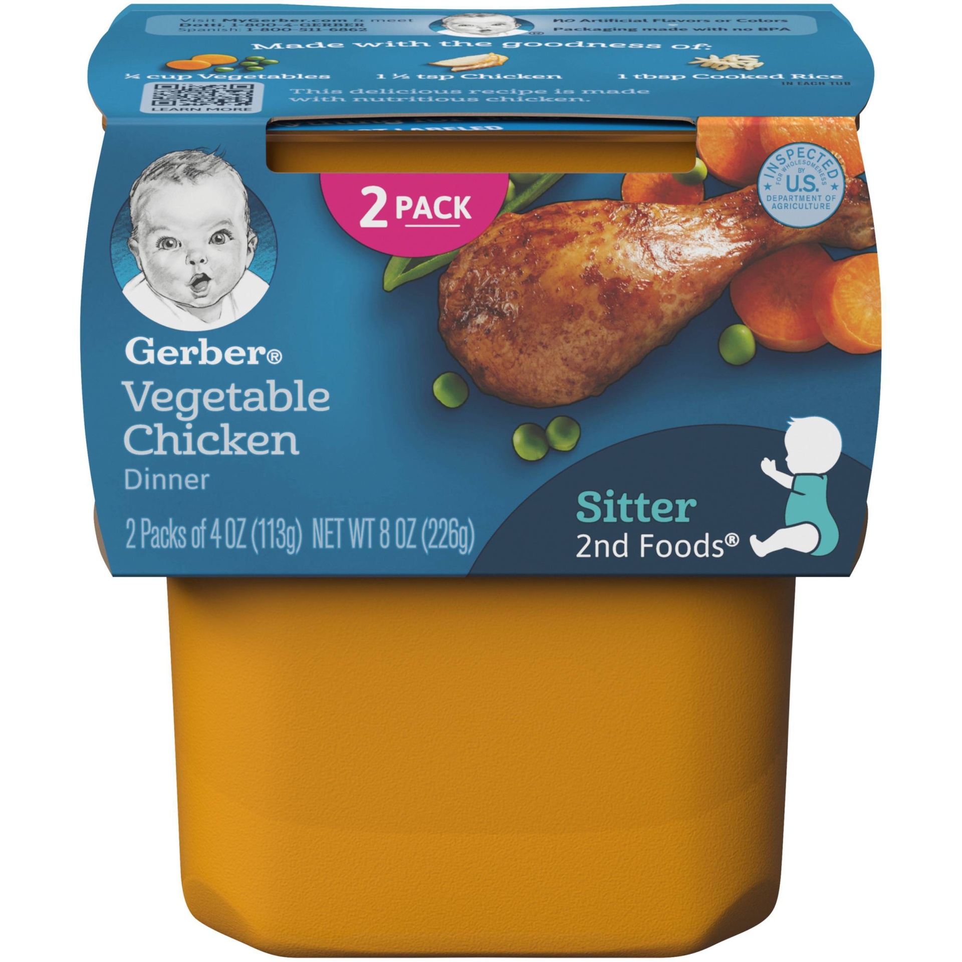 slide 1 of 9, Gerber 2nd Foods Nature Select Vegetable Chicken, 2 ct; 4 oz