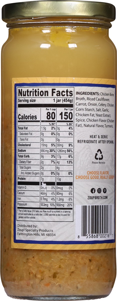 slide 6 of 9, Zoup! Chicken And Rice Cauliflower Soup, 16 oz