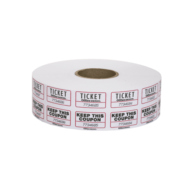 slide 3 of 3, Office Depot® Brand Ticket Roll, Double Coupon, Roll Of 2,000 Tickets, Assorted (No Color Choice), 1 ct