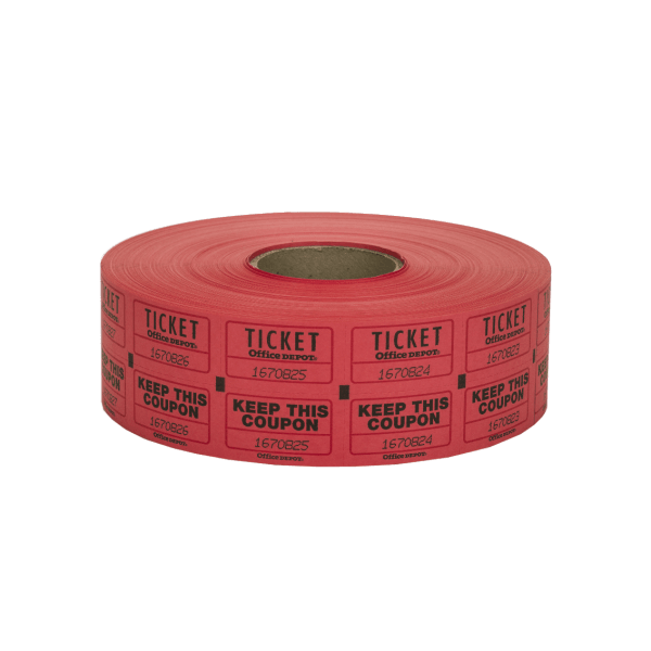 slide 2 of 3, Office Depot® Brand Ticket Roll, Double Coupon, Roll Of 2,000 Tickets, Assorted (No Color Choice), 1 ct