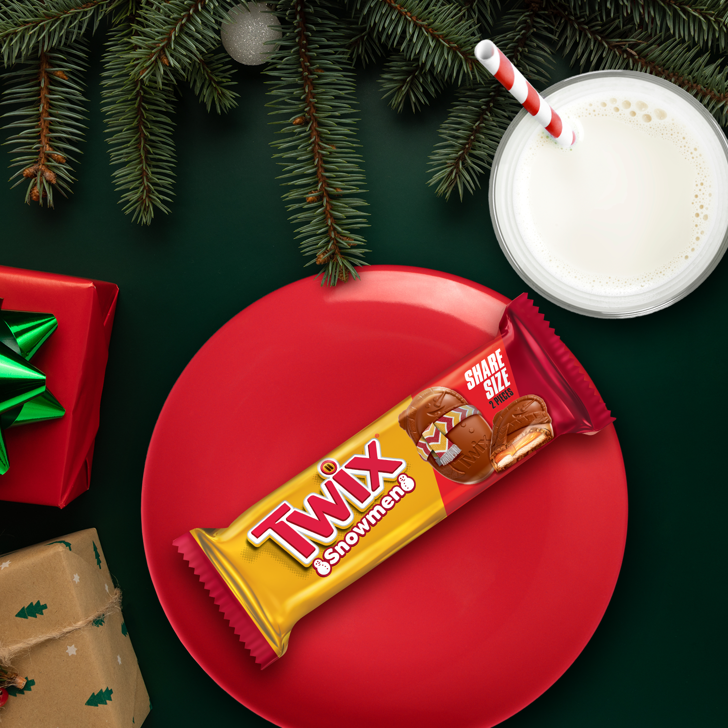 slide 8 of 8, TWIX Caramel Cookie Snowmen Christmas Candy Bars, Share Size, 2.12 Oz, 2 oz