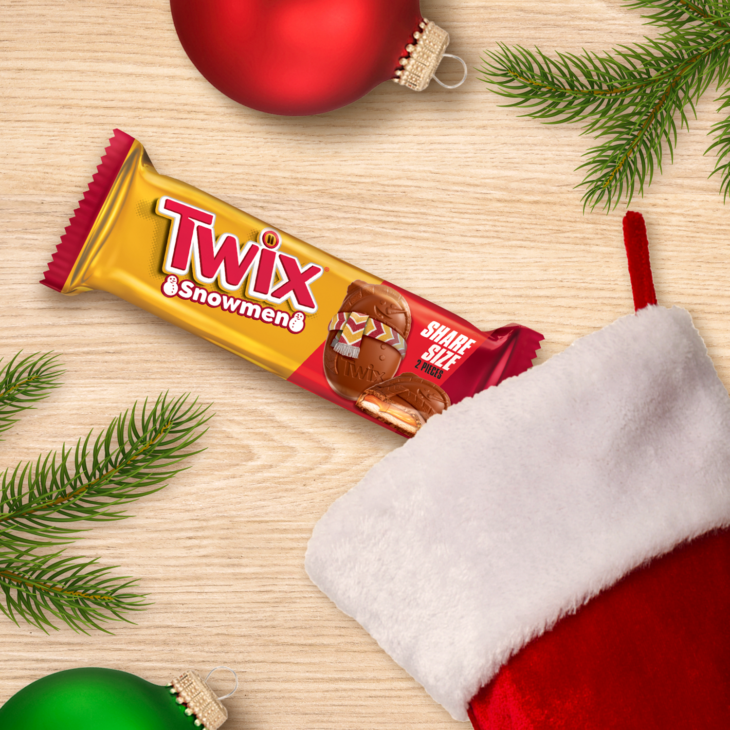 slide 2 of 8, TWIX Caramel Cookie Snowmen Christmas Candy Bars, Share Size, 2.12 Oz, 2 oz