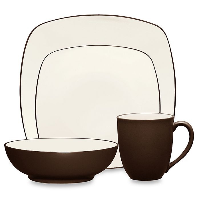 slide 1 of 1, Noritake Colorwave Square Place Setting - Chocolate, 4 ct