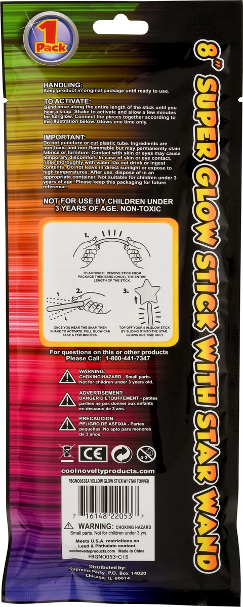 slide 6 of 9, Supreme Glow Supreme Yellow Glow Wand, 1 ct