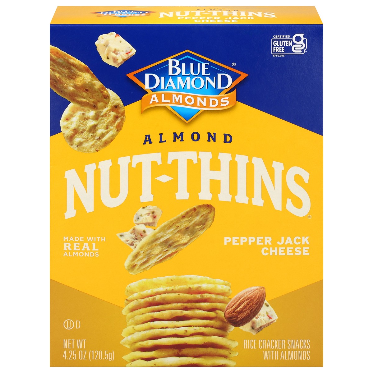 slide 1 of 2, Blue Diamond Pepper Jack Cheese Almond Nut-thins, 4.25 oz