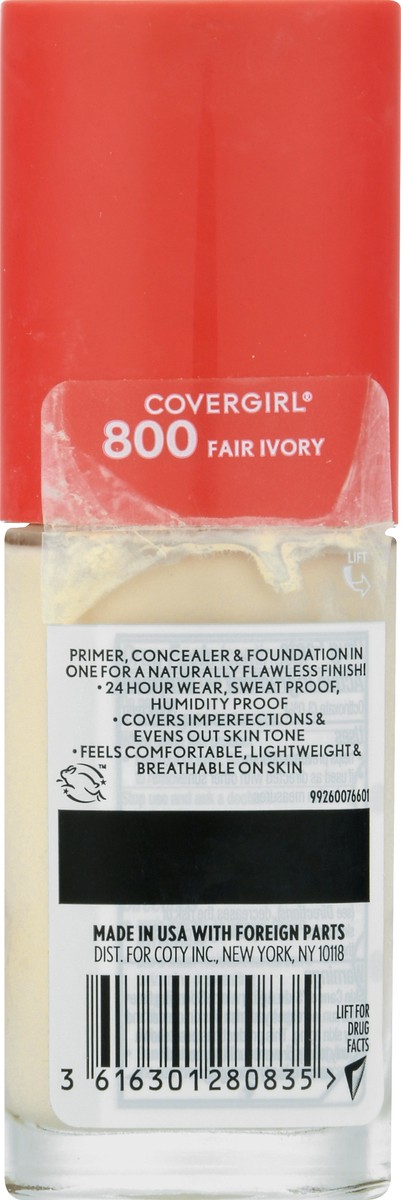 slide 3 of 12, Covergirl Outlast SPF 18 Fair Ivory 800 3-in-1 Liquid Foundation 30 ml, 30 ml