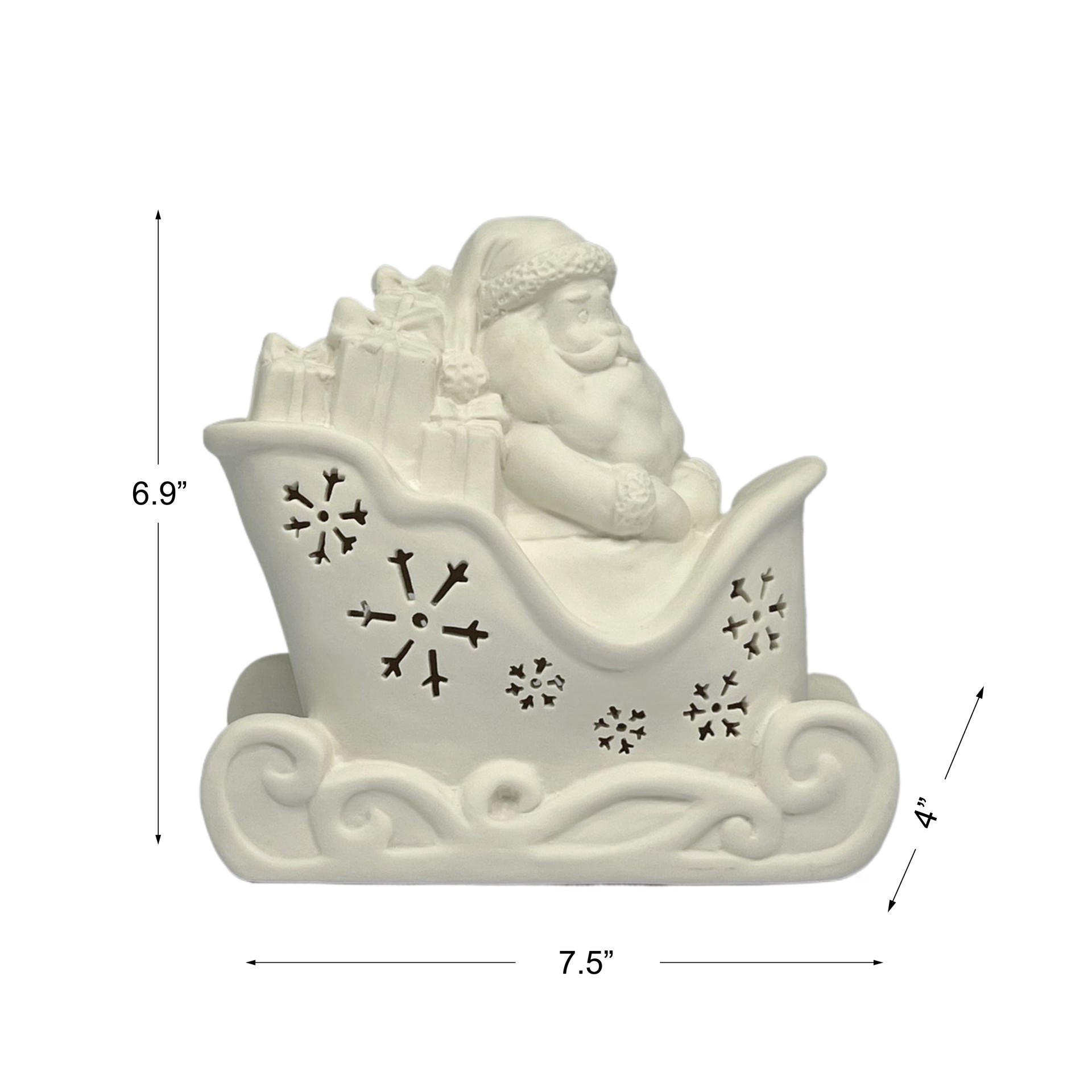 slide 2 of 8, 7.5" Led Diy Ceramic Santa's Sleigh Decor By Make Market, 7.5 in x 4 in x 6.9 in