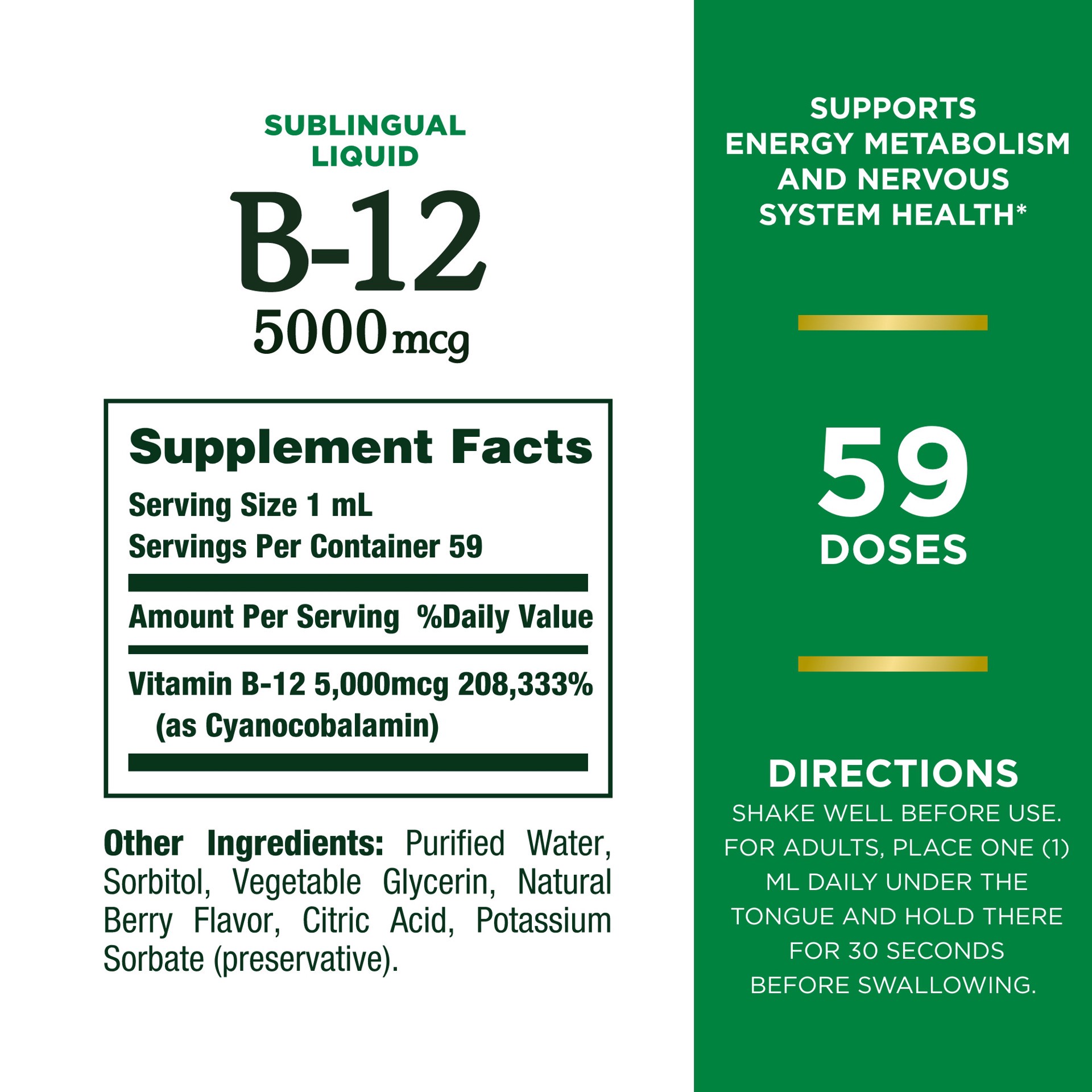 slide 3 of 5, Nature's Bounty Nature''s Bounty Vitamin B-12 Liquid, 5000 mcg, 2 Fl Oz, 2 oz