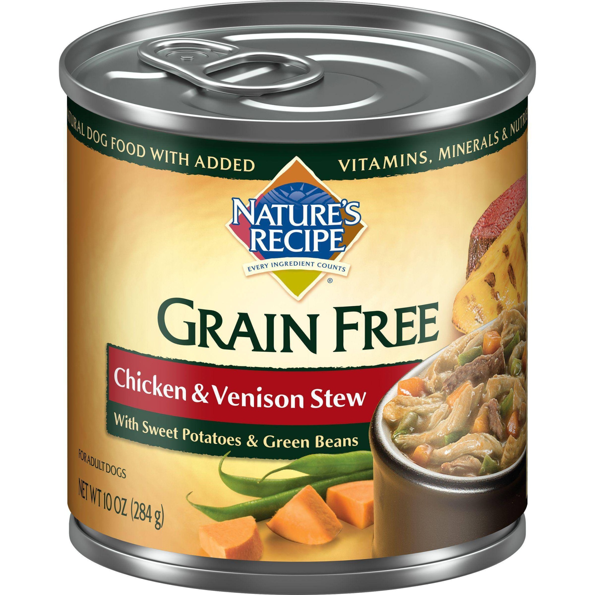 slide 1 of 1, Nature's Recipe Grain Free Stew Wet Dog Food Chicken & Venison Stew with Sweet Potatoes & Green Beans, 10 oz