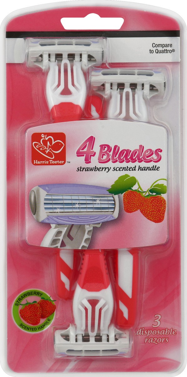 slide 2 of 2, Harris Teeter 4 Blades Disposable Razors, 3 ct