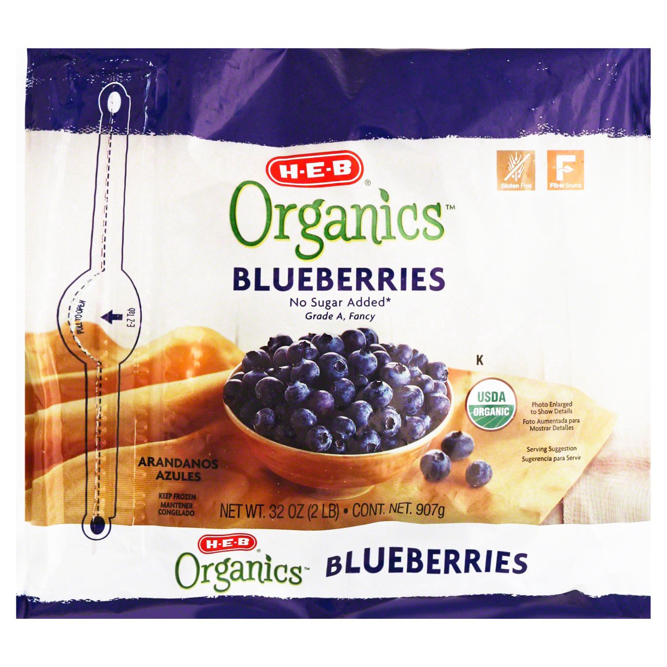 slide 1 of 1, H-E-B Organics Blueberries, 32 oz