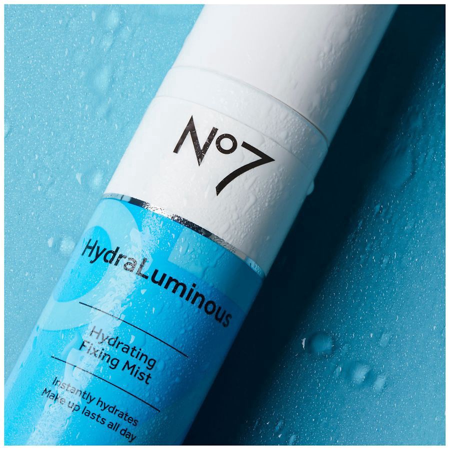 slide 3 of 5, No7 Hydraluminous Hydrating Fixing Mist, 3.38 oz