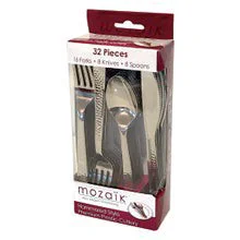 Sabert Mozaik Hammered Style Assorted Plastic Cutlery
