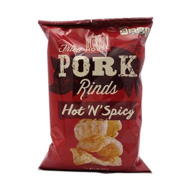 slide 1 of 1, Hy-Vee Hickory House Fried Pork Rinds, Hot & Spicy, 5 oz