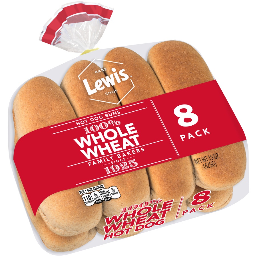 slide 2 of 8, Lewis Whole Wheat Hot Dog Buns, 14 oz