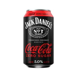 Jack Daniel's Zero Sugar Mixed with Coca-Cola Tennessee Whiskey 4 - 355 ml Cans