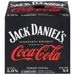 Jack Daniel''s Mixed with Coca-Cola Tennessee Whiskey 4 - 355 ml Cans