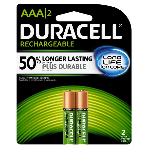 slide 1 of 1, Duracell Rechargeable Battery AAA, 2 Pack, 2 ct