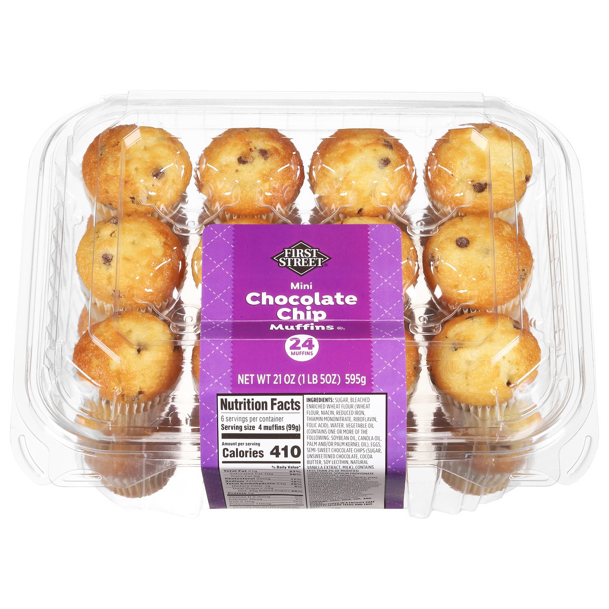 slide 1 of 13, First Street Choc Chip Mini Muffins, 21 oz