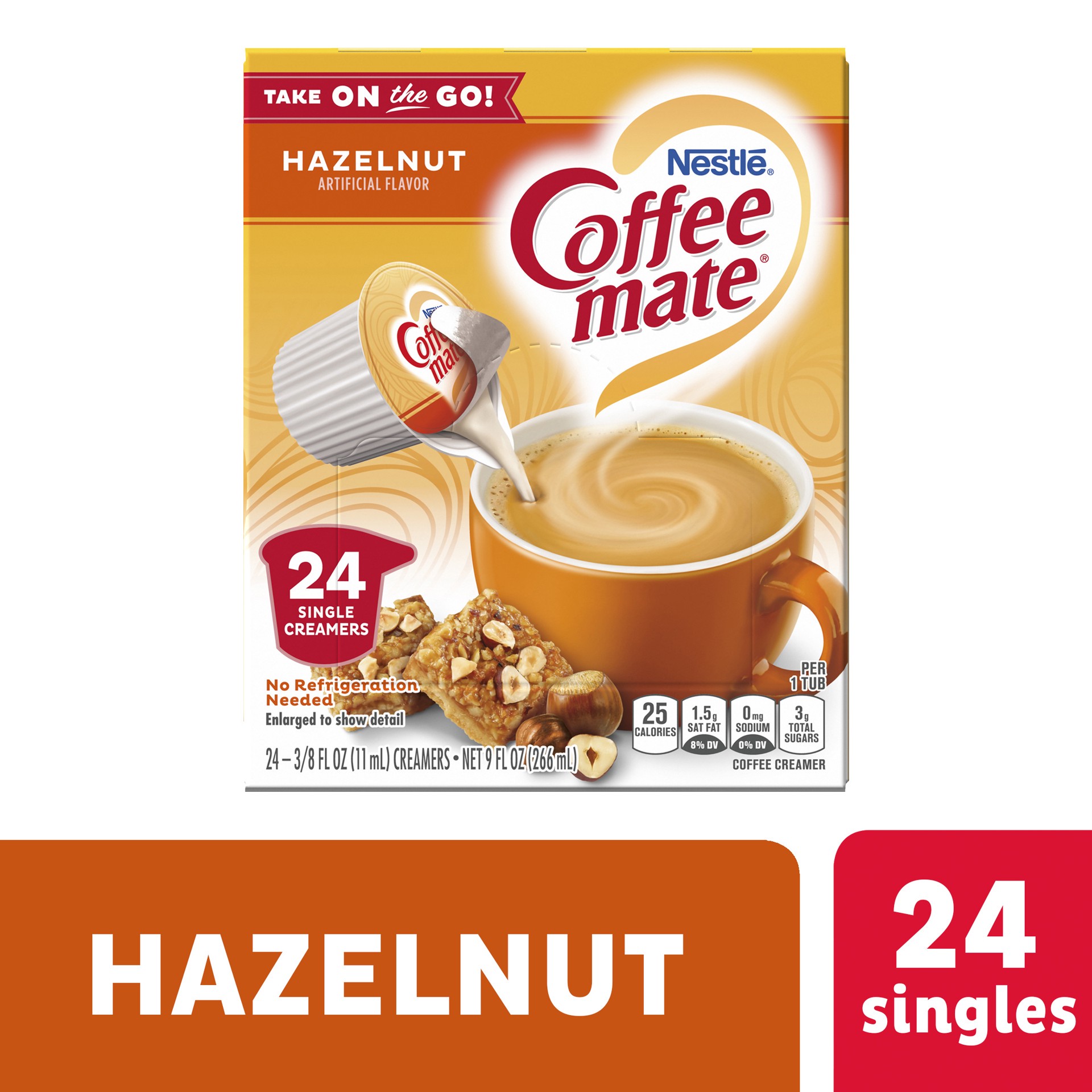 slide 1 of 8, Coffee mate Nestle Coffee mate Hazelnut Liquid Coffee Creamer Singles, 24 Count, 9 oz