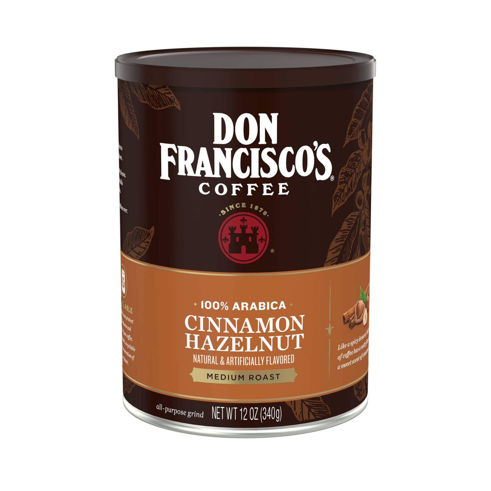 slide 1 of 1, Don Francisco's Cinnamon Hazelnut Medium Roast Ground Coffee - 12 oz, 12 oz