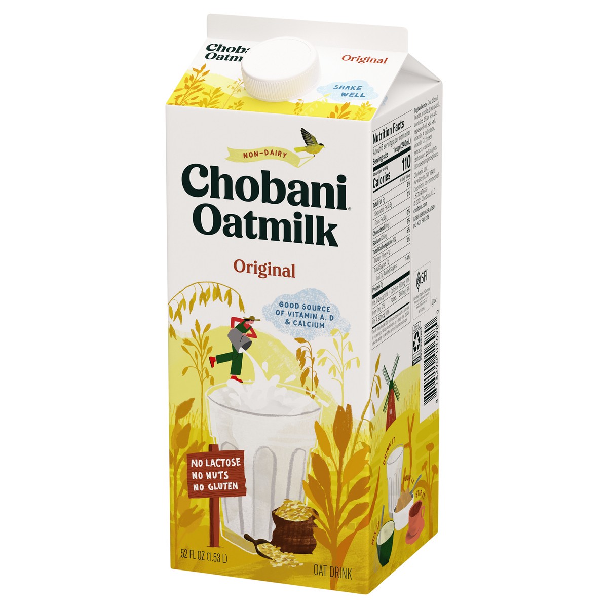 slide 3 of 9, Chobani Plain Plant-Based Oatmilk - 52 fl oz, 52 fl oz