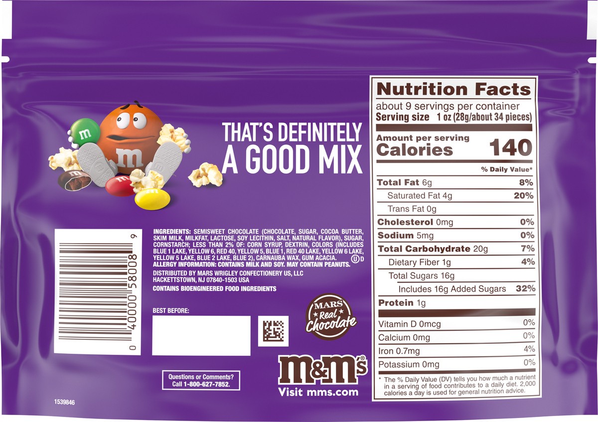 slide 5 of 9, M&M'S Dark Chocolate Candy, Sharing Size, 9.4 oz Resealable Candy Bag, 9.4 oz