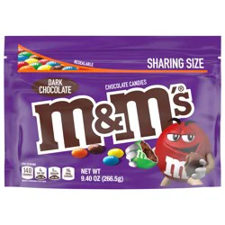 M&M''S Dark Chocolate Candy, Sharing Size, 9.4 oz Bag